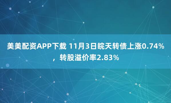 美美配资APP下载 11月3日皖天转债上涨0.74%，转股溢价率2.83%
